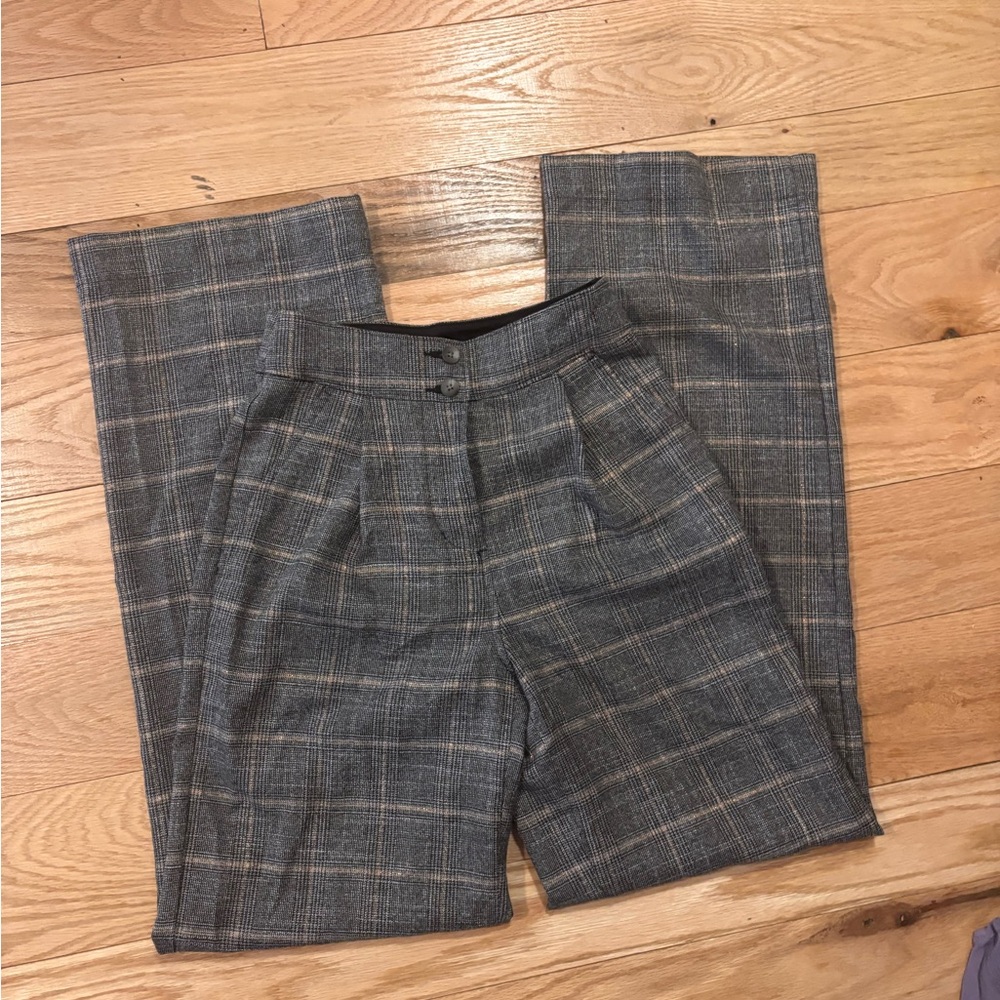 Express Women's Gray Plaid Trousers